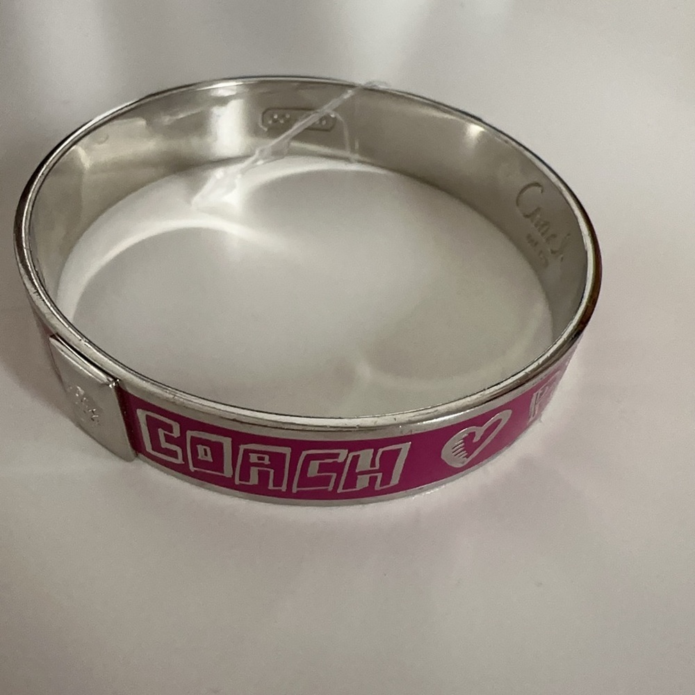 New Coach Poppy Silver and Pink Bangle